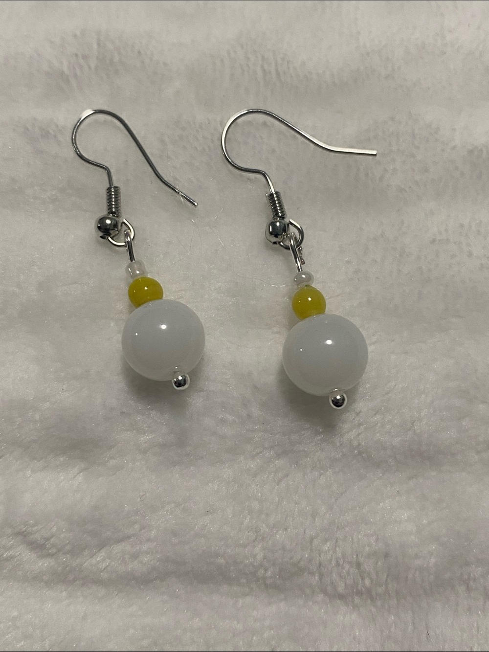 Good Vibes Only White and Yellow Bead Drop Earrings - Women Jewelry